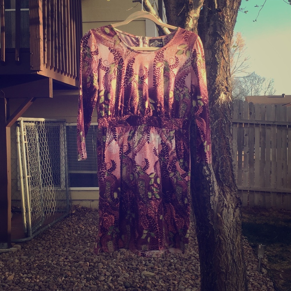 Purple and pink midi dress